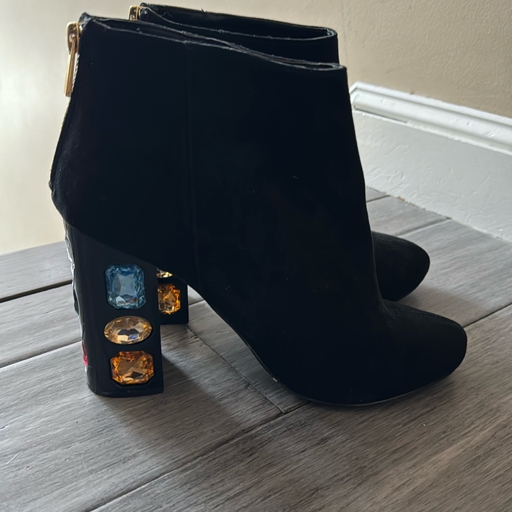 Faux suede heeled booties